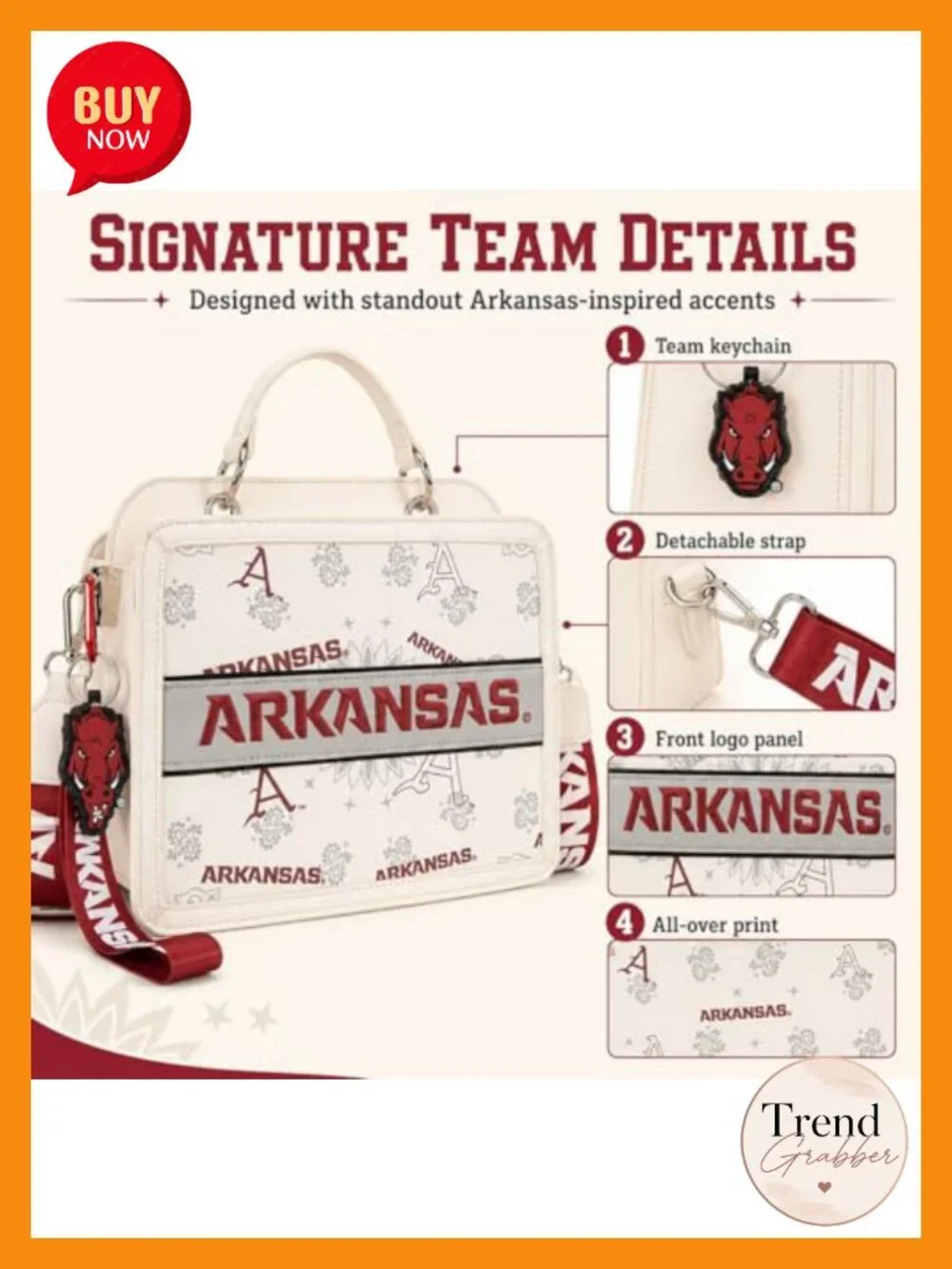 Montana West Vegan Leather Satchel Crossbody Purse - Officially Licensed NCAA